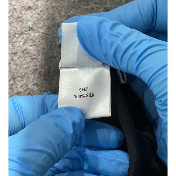 NWOT Valeria Silk Black Long Sleeve Off The Shoulder Top - Picture 5 of 5